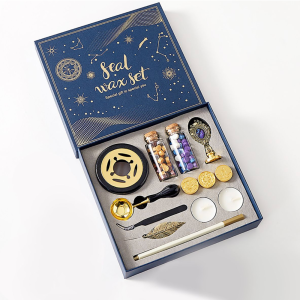 Vintage Retro Wax Seal Stamp Kit Wax Seal Kit Gift Box Set DIY Creativity - Blue